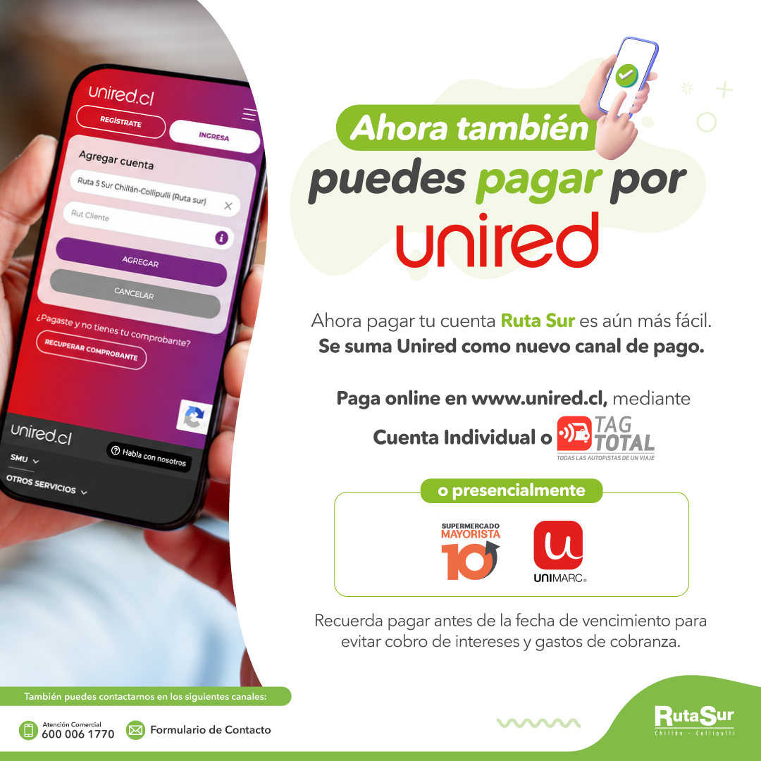 Unired: información importante para los usuarios de Ruta Sur
